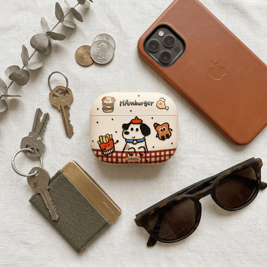 Hamburger Puppy AirPods Case with Colorful Keychain Charm product image