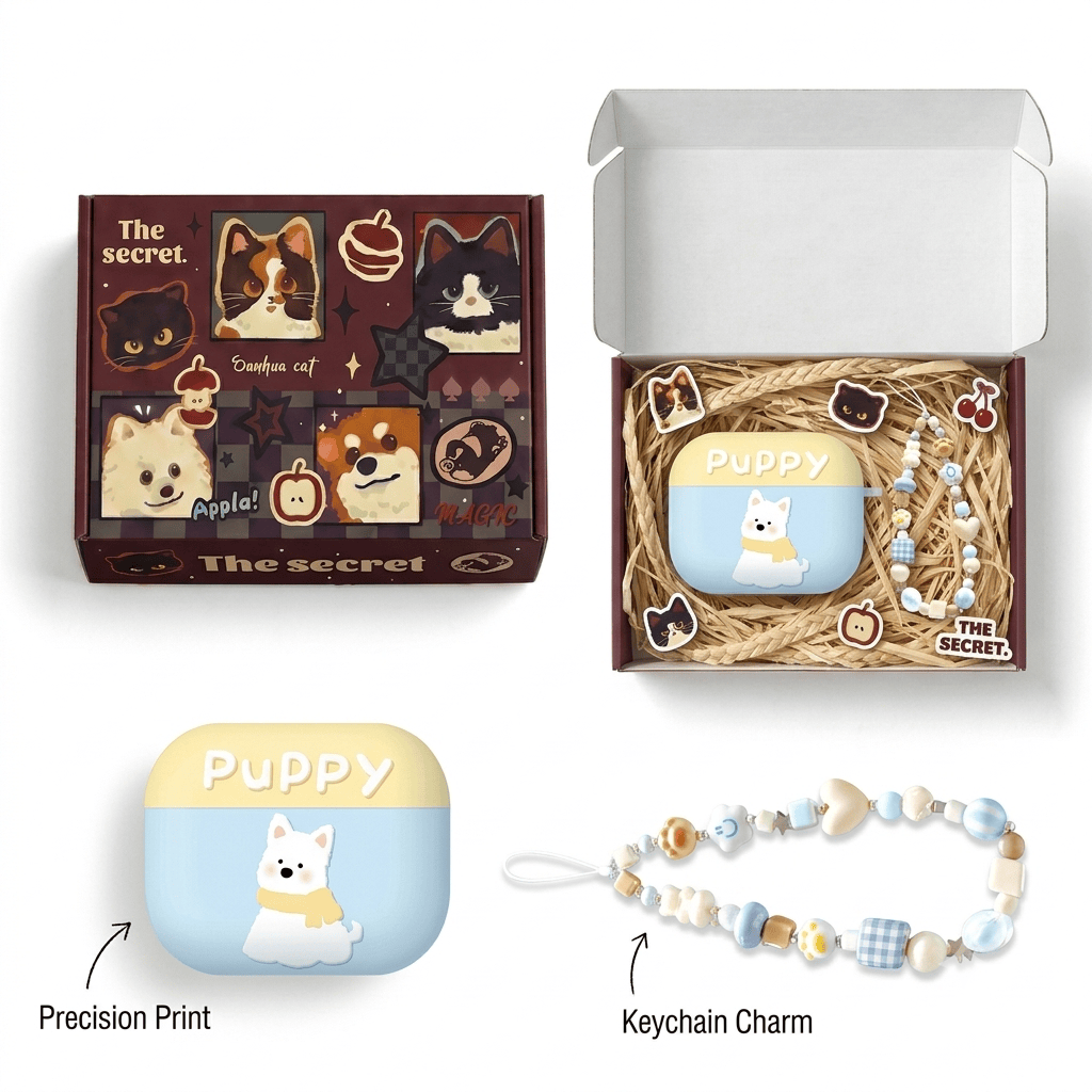 Pastel Puppy Print AirPods Case product image
