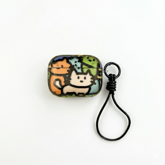 Cool Cat AirPods Case with Detachable Lanyard – Everyday Carry or Perfect Gift