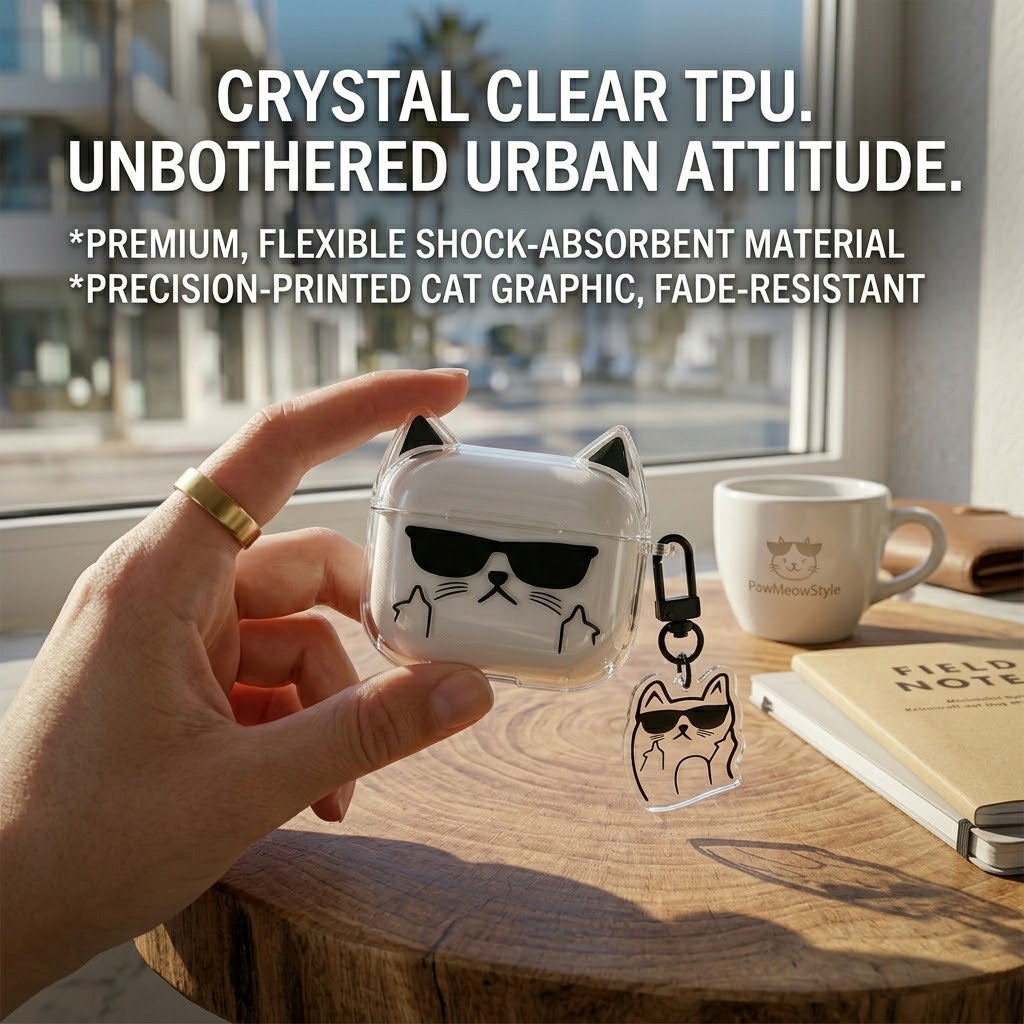 Cool Cat Ear AirPods Case with Sunglasses Keychain product image