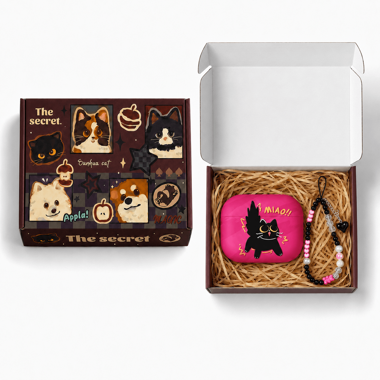 Hot Pink Cute Cat AirPods Case – Lightweight TPU Everyday Carry & Gift Idea