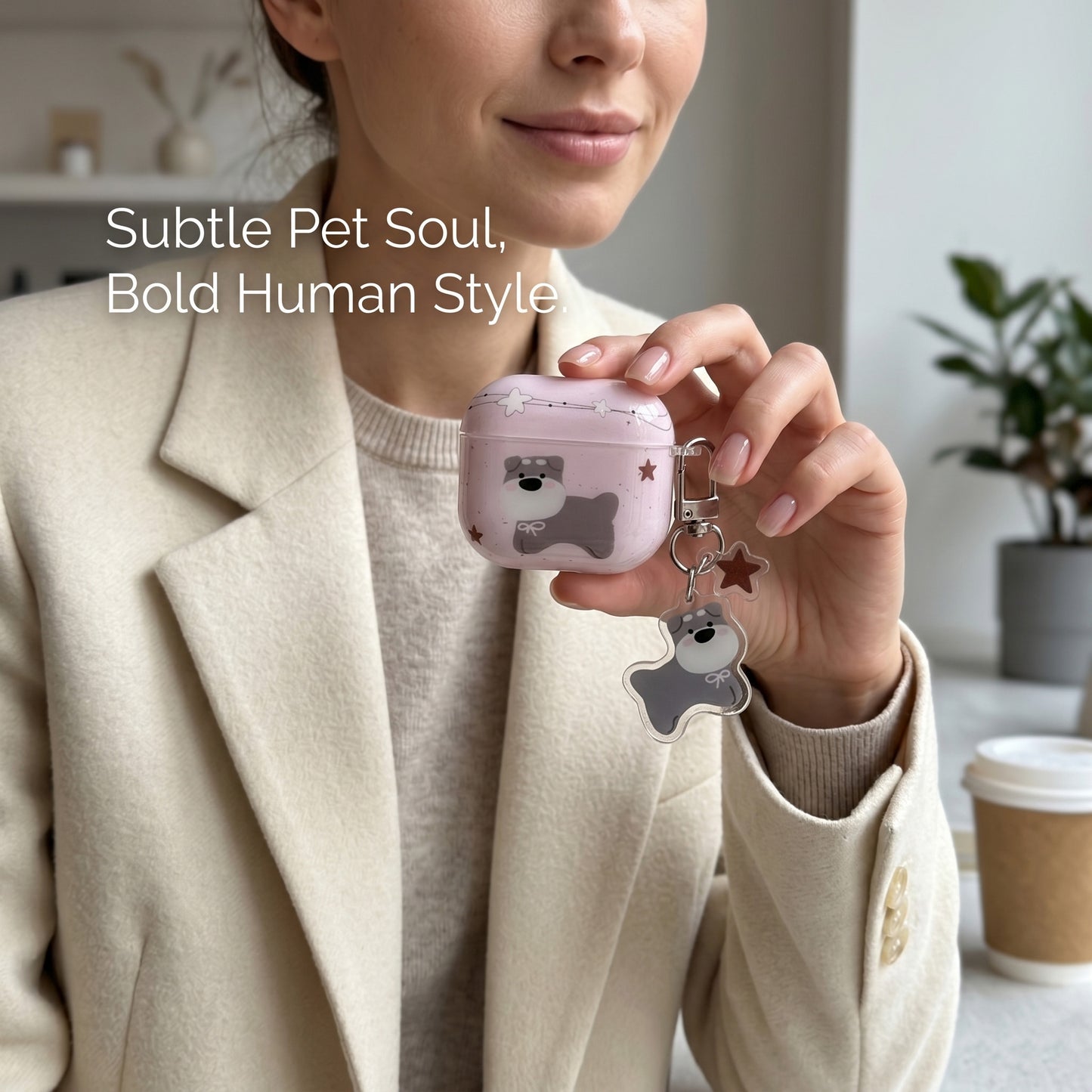 Cute Pink Dog AirPods Case with Detachable Dog Keychain – Everyday Carry or Perfect Gift