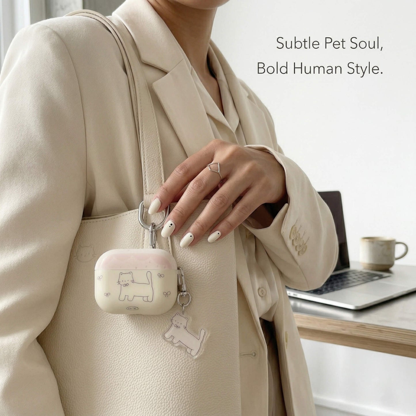 Bow Cat AirPods Case with Detachable Keychain – Subtle Pet Soul, Bold Human Style