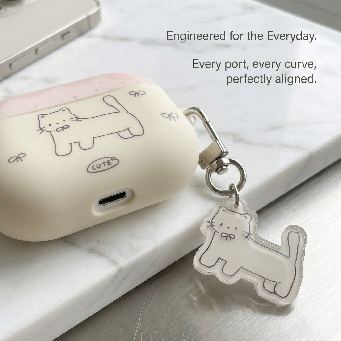 Bow Cat AirPods Case with Detachable Keychain – Subtle Pet Soul, Bold Human Style