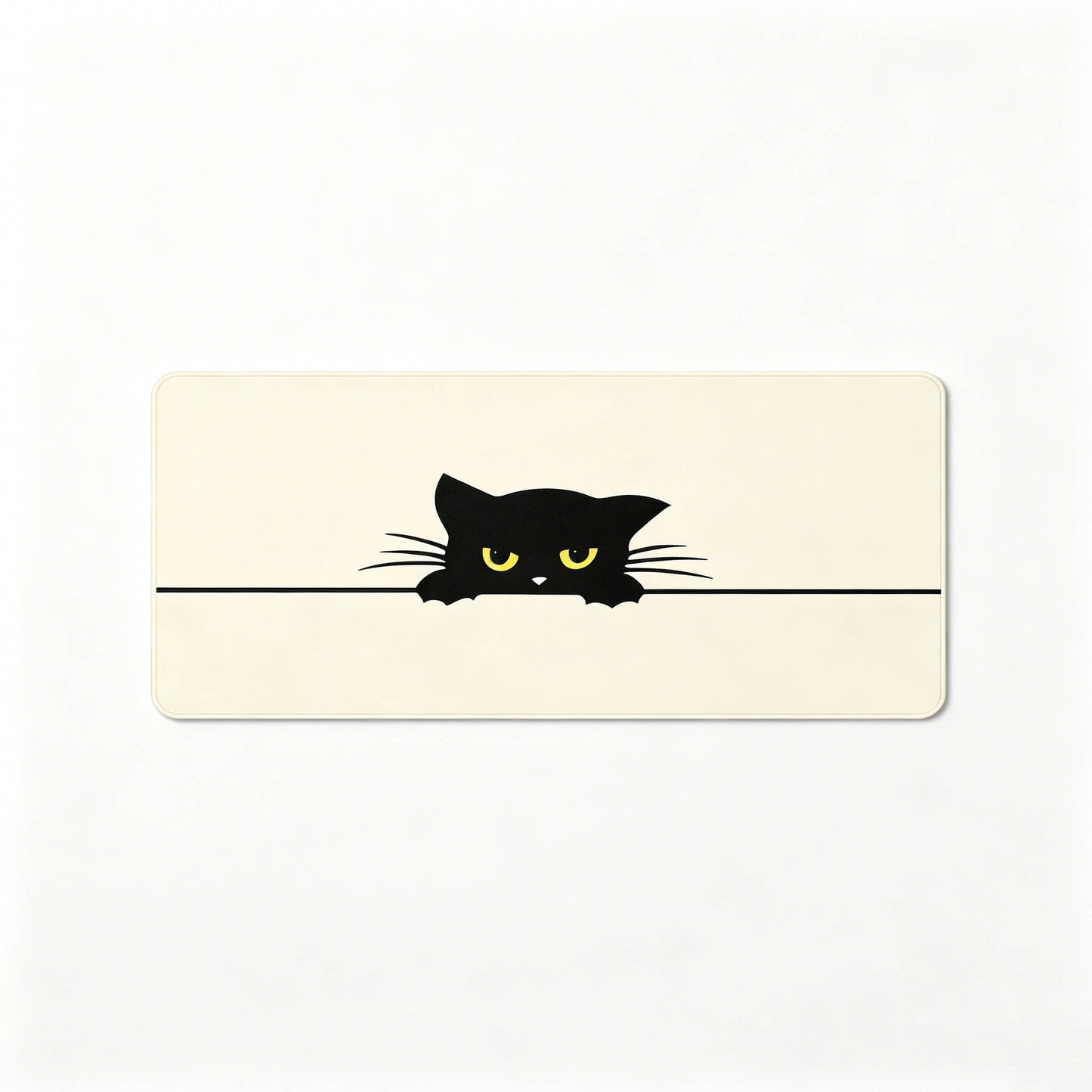 Peeking Black Cat Large Desk Mat – Non-Slip Extended Mouse Pad