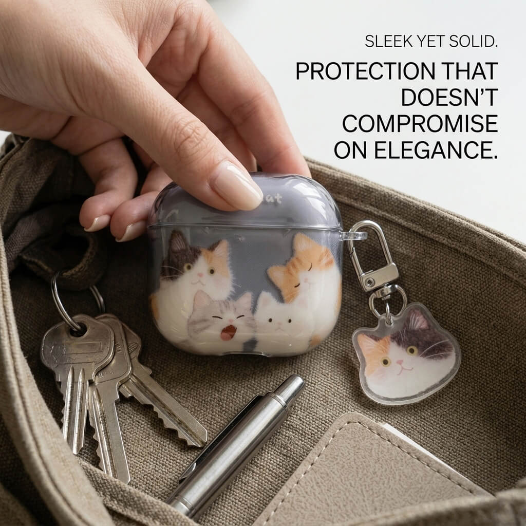 Happy Cat AirPods Case with Detachable Keychain – Everyday Essential or Perfect Gift