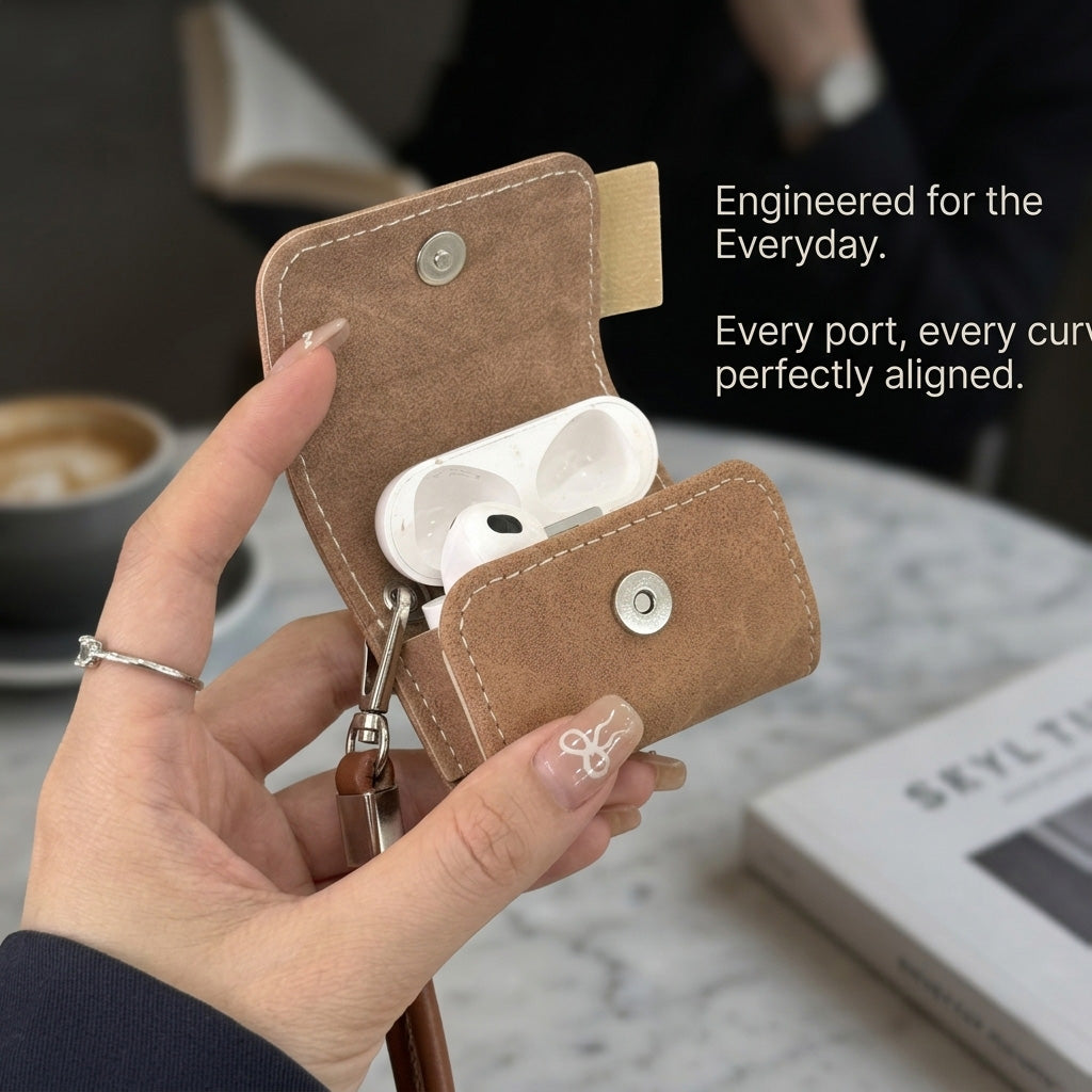 Hello Puppy PU Leather AirPods Case with Wrist Strap – Everyday Carry or Perfect Gift