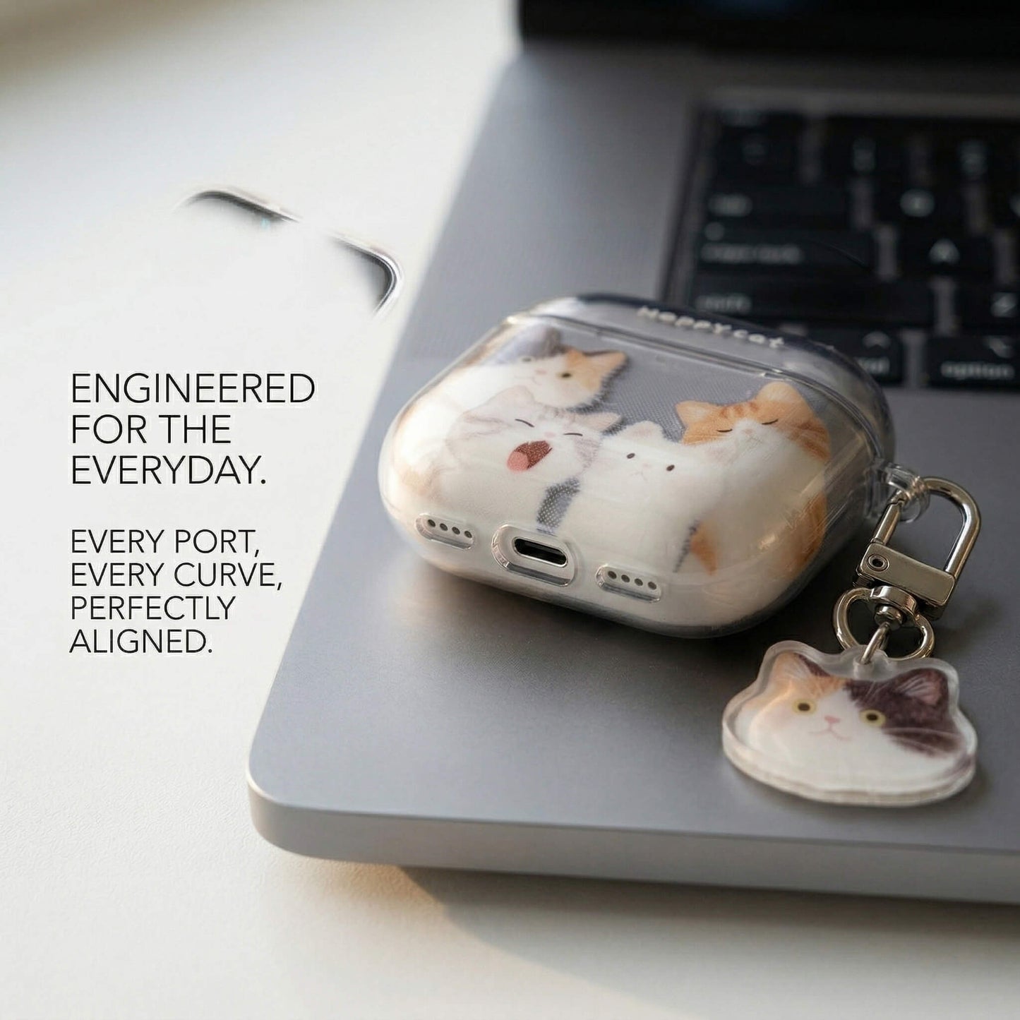 Happy Cat AirPods Case with Detachable Keychain – Everyday Essential or Perfect Gift