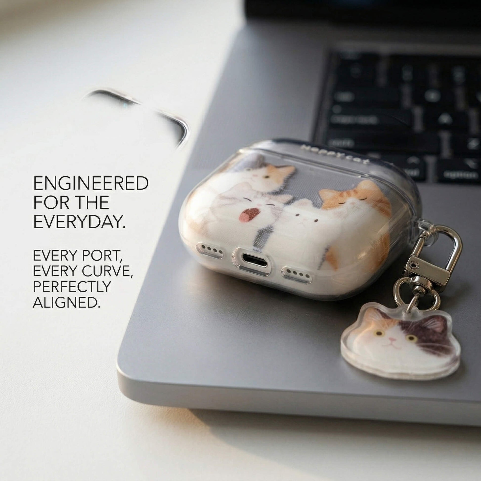 Happy Cat AirPods Case with Detachable Keychain – Everyday Essential or Perfect Gift