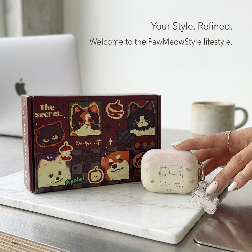 Bow Cat AirPods Case with Detachable Keychain product image