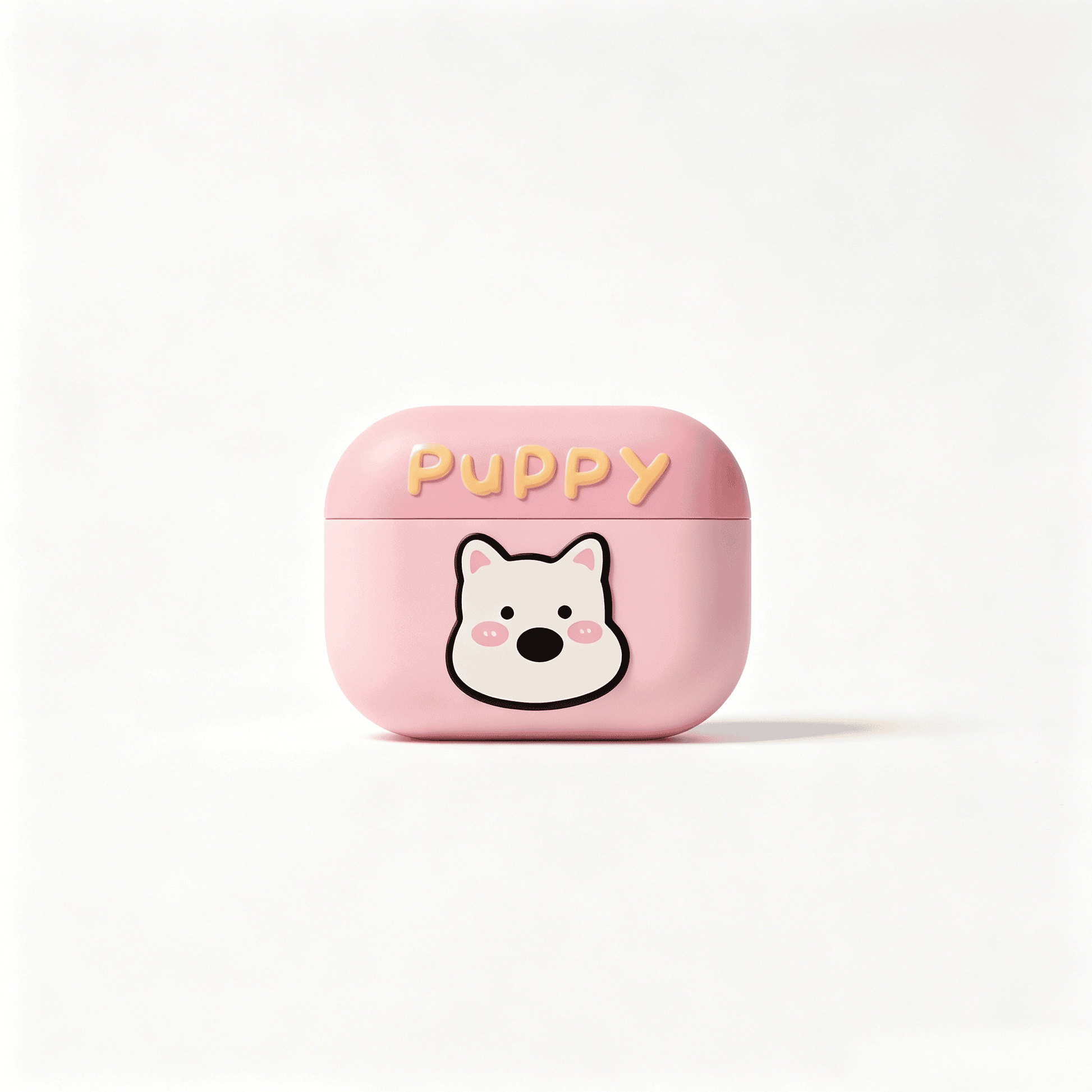 Cute Pink Puppy AirPods Case with Detachable Beaded Wrist Strap – Everyday Carry & Perfect Gift