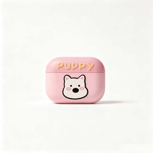 Cute Pink Puppy AirPods Case with Detachable Beaded Wrist Strap – Everyday Carry & Perfect Gift