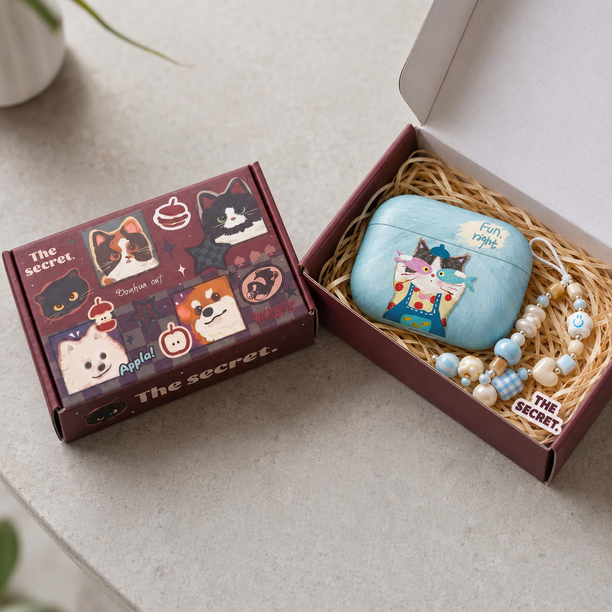 Sky Blue Fun Cat AirPods Case product image