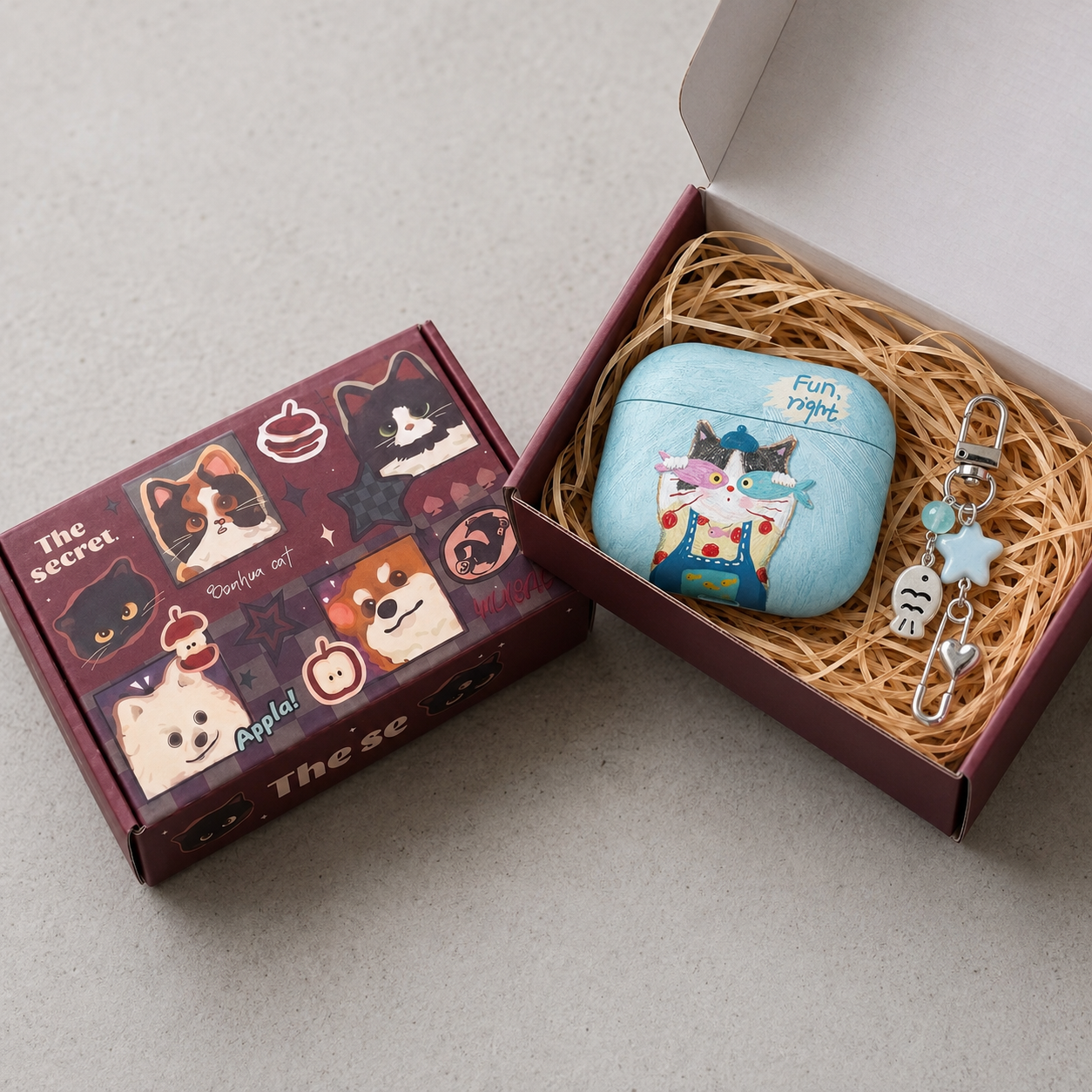 Sky Blue Fun Cat AirPods Case product image