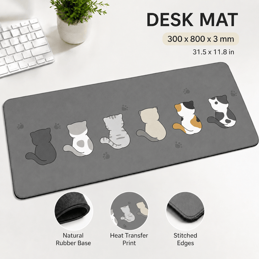 Cute Cats Large Desk Mat – Non-Slip Cat Mouse Pad for Work, Study & Gaming