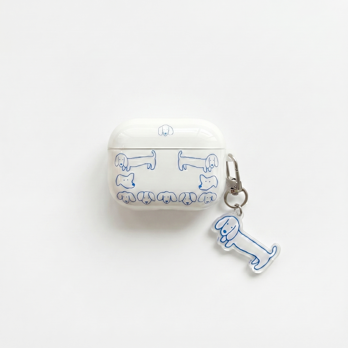 Cute Blue Dachshund AirPods Case with Puppy Keychain – Everyday Carry or Perfect Gift