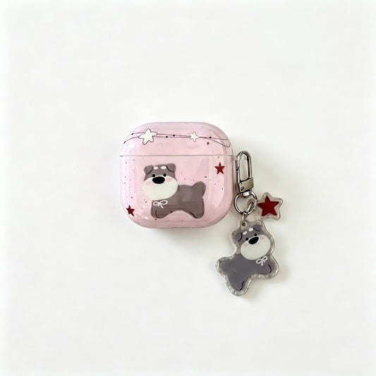 Cute Pink Dog AirPods Case with Detachable Dog Keychain – Everyday Carry or Perfect Gift