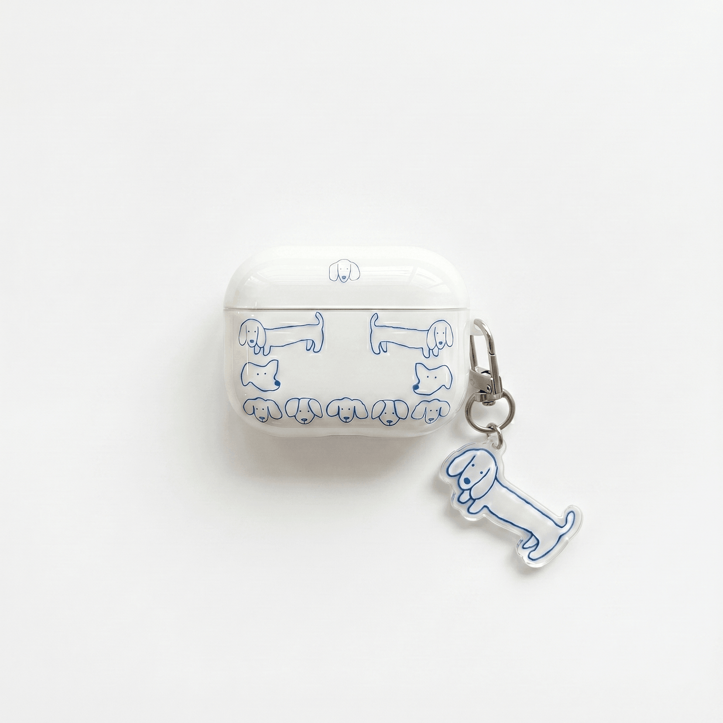 Cute Blue Dachshund AirPods Case with Puppy Keychain – Everyday Carry or Perfect Gift