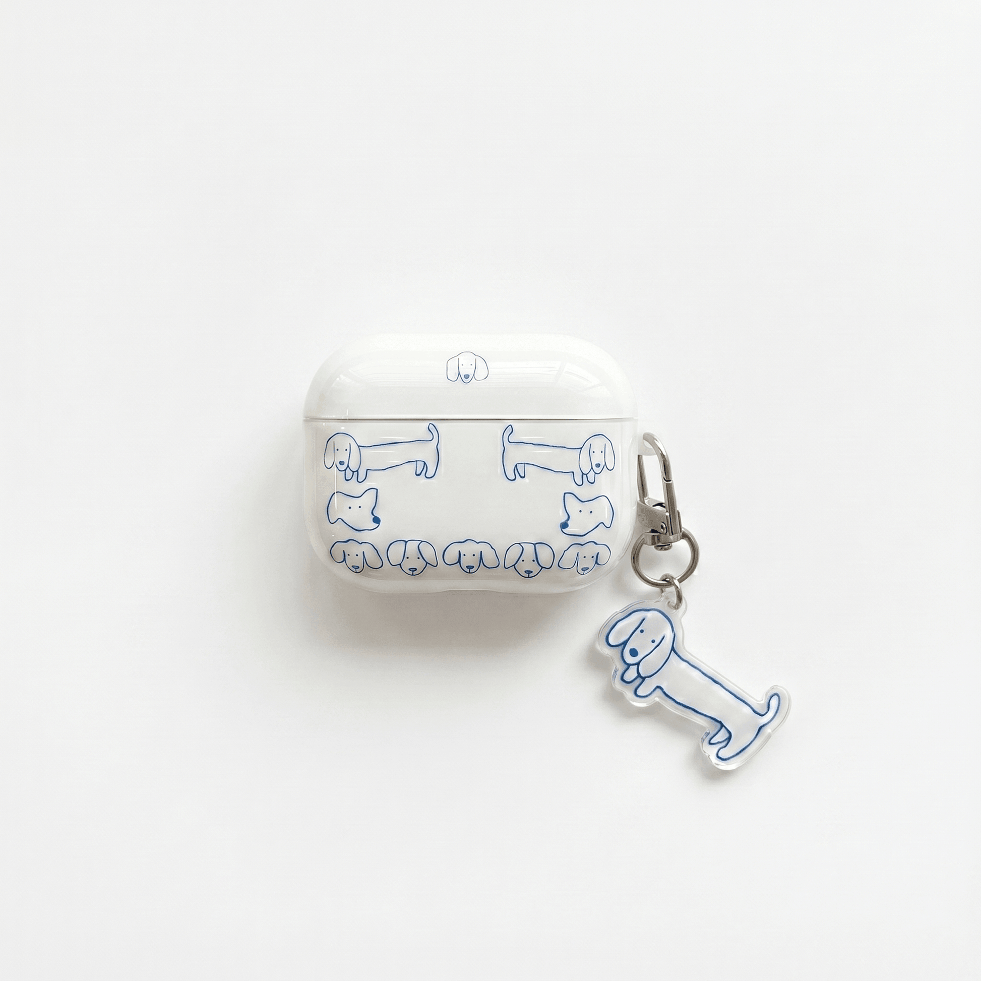 Cute Blue Dachshund AirPods Case with Puppy Keychain – Everyday Carry or Perfect Gift