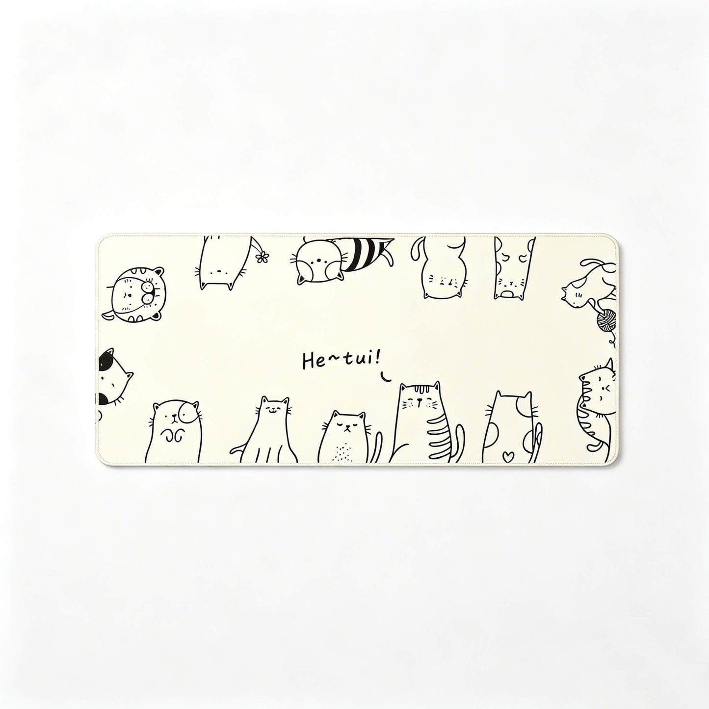 Cute Line-Art Cats Large Desk Mat – Non-Slip Extended Mouse Pad