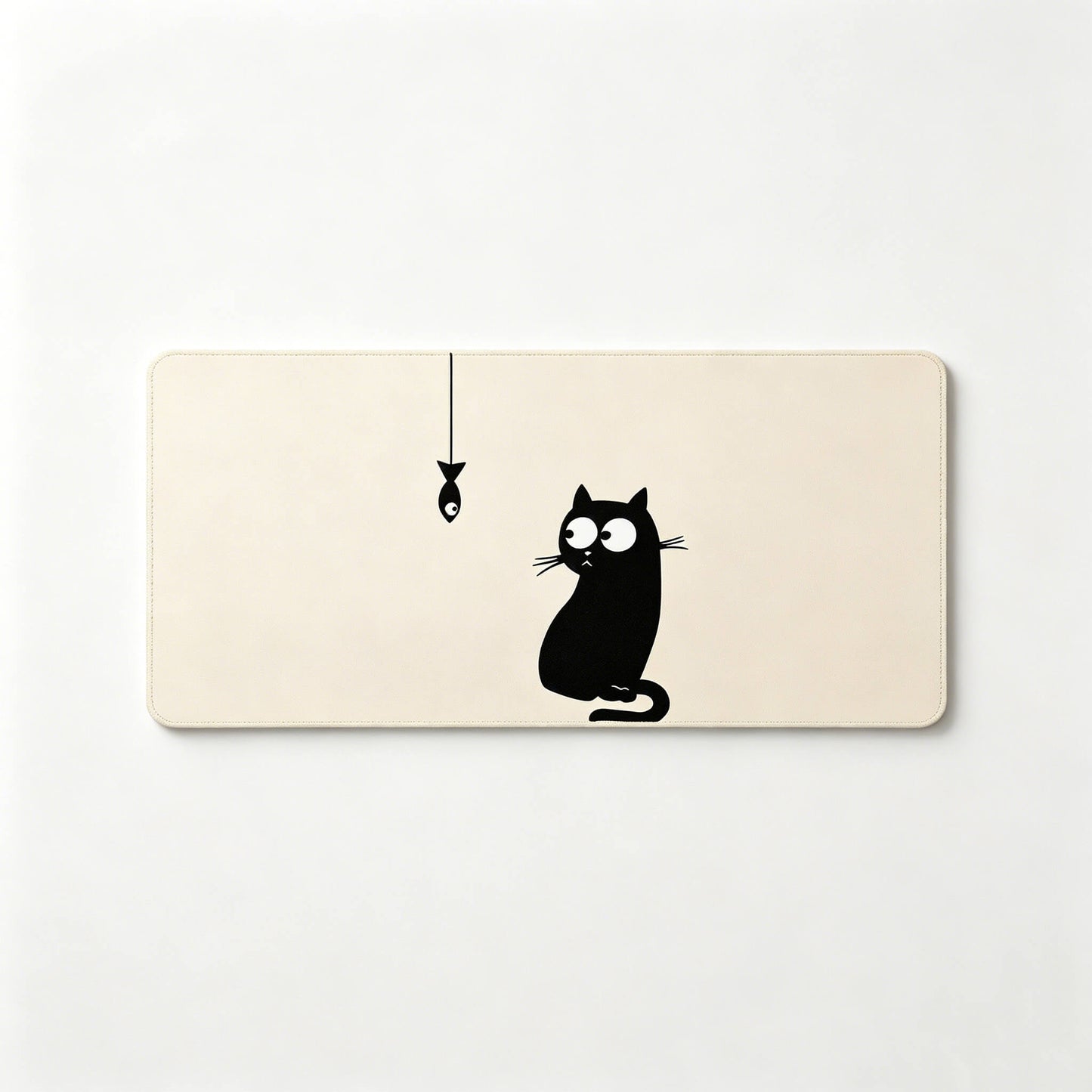 Black Cat & Little Fish Large Desk Mat – Non-Slip Extended Mouse Pad
