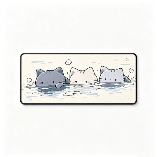 Cute Floating Cats Large Desk Mat – Non-Slip Cat Mouse Pad for Work, Study & Gaming