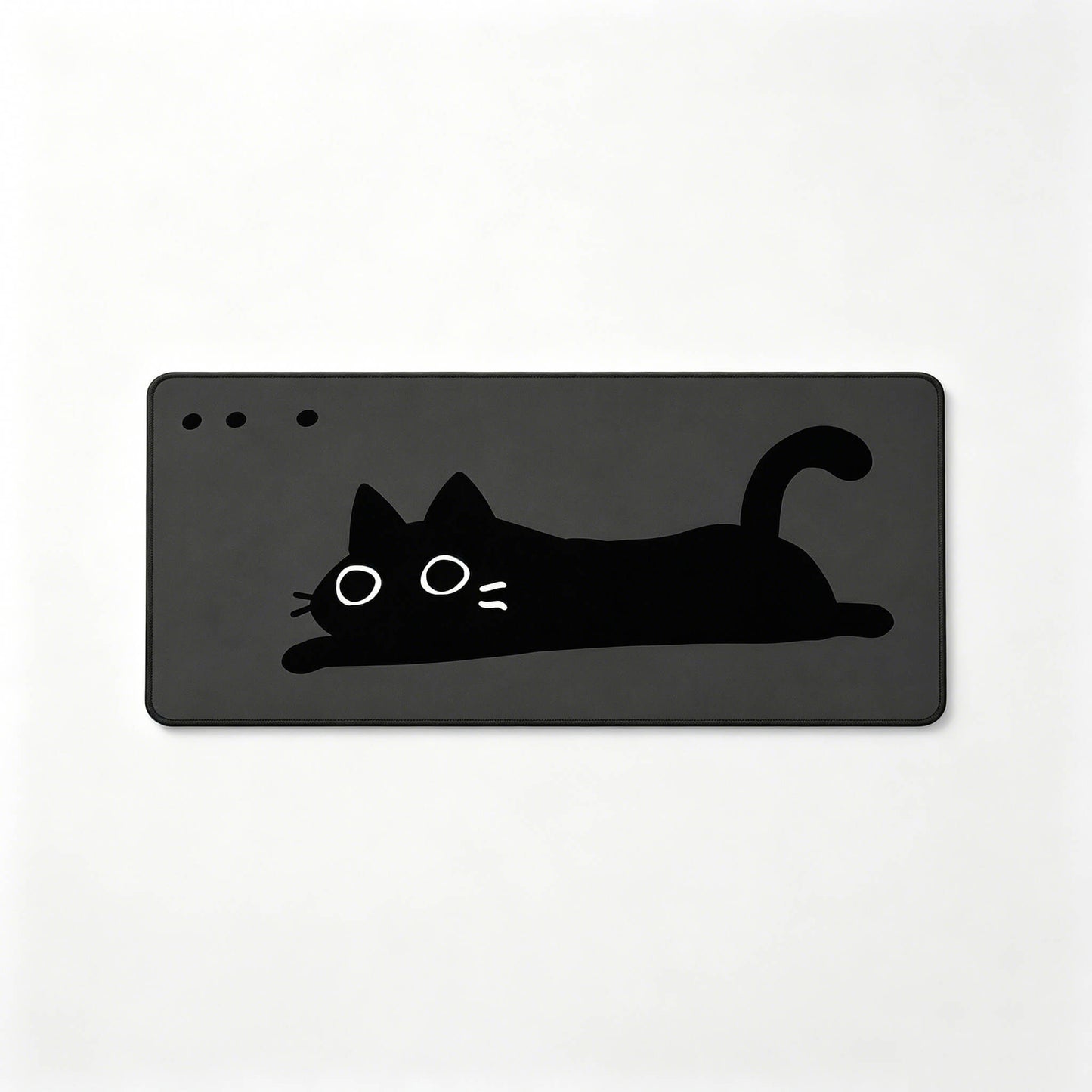 Minimal Black Cat Large Desk Mat – Non-Slip Extended Mouse Pad