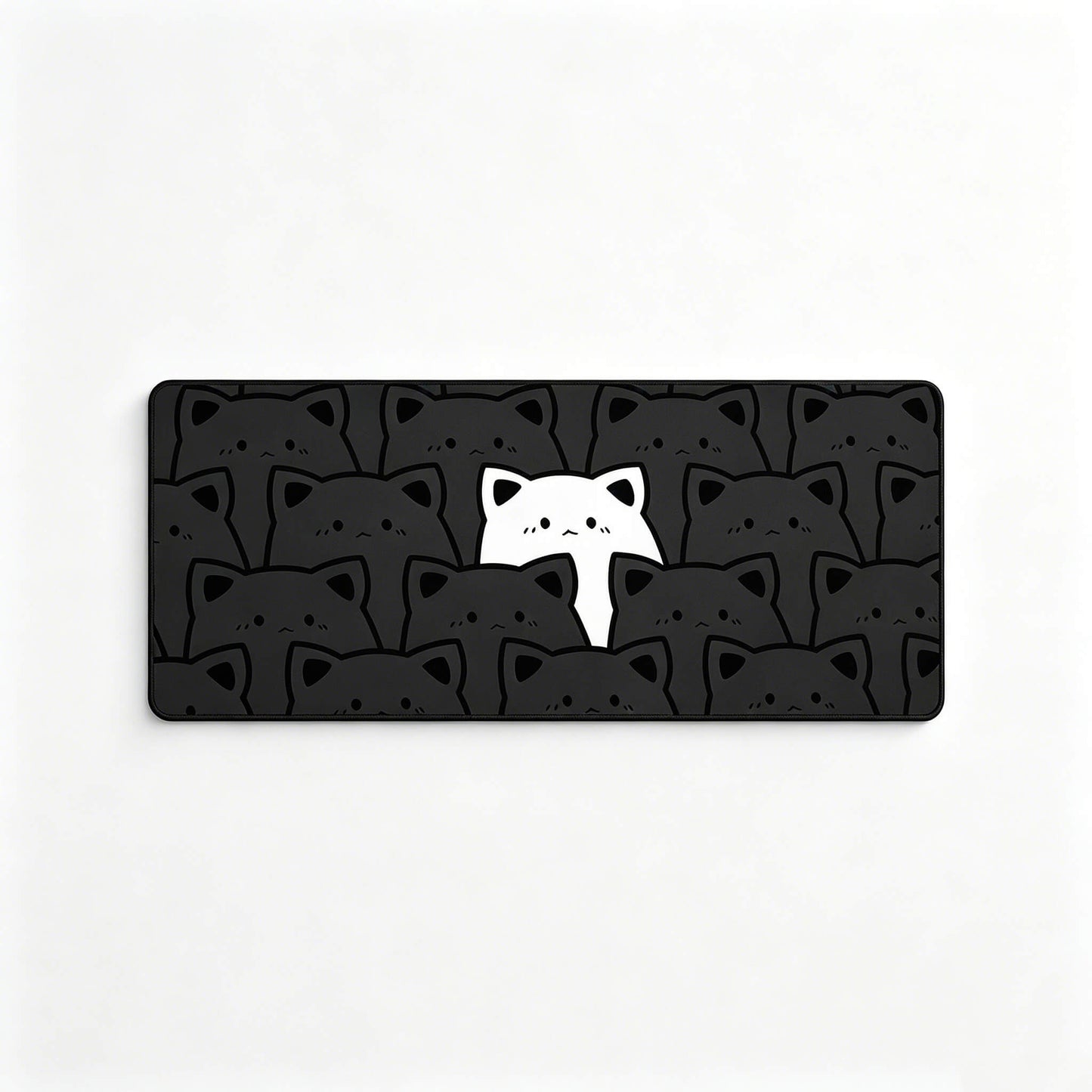 Black Cat Crowd Large Desk Mat – Non-Slip Extended Mouse Pad