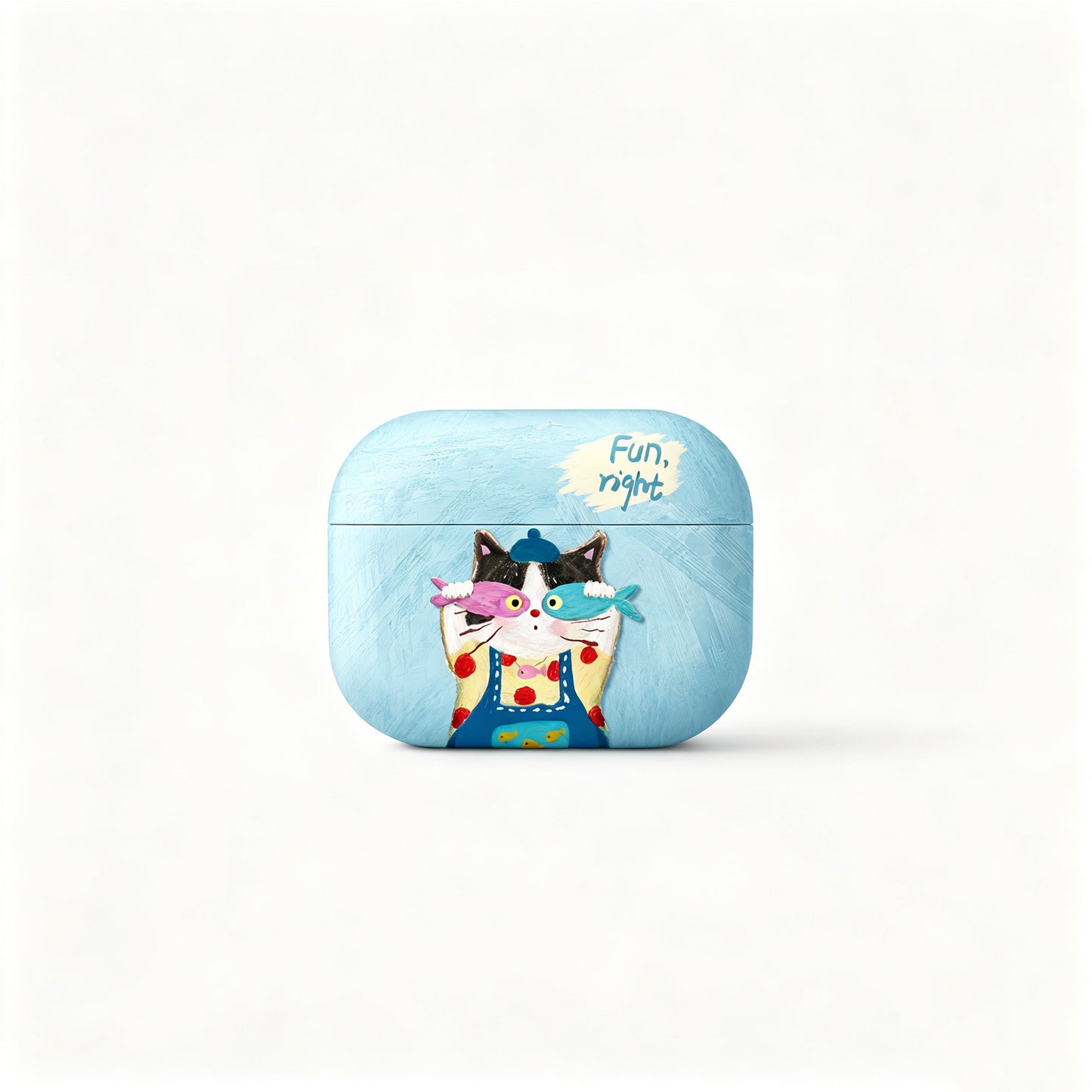 Sky Blue Fun Cat AirPods Case product image