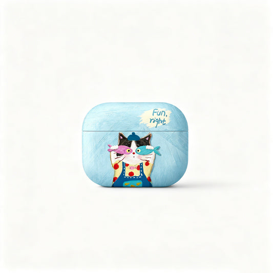 Sky Blue Fun Cat AirPods Case product image