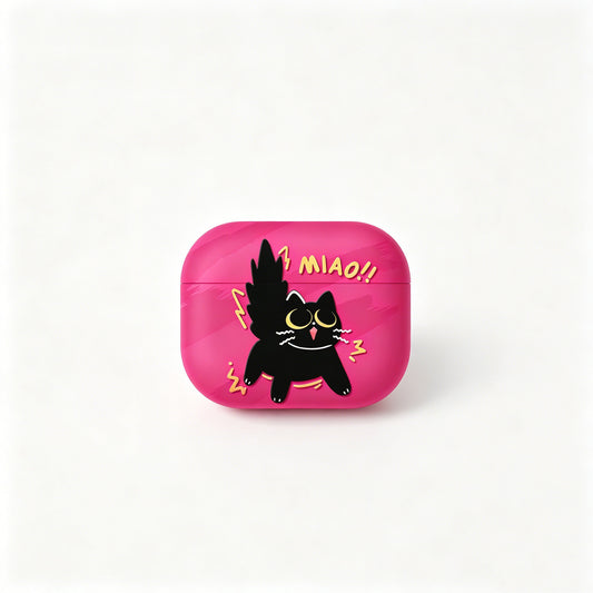 Hot Pink Cute Cat AirPods Case product image