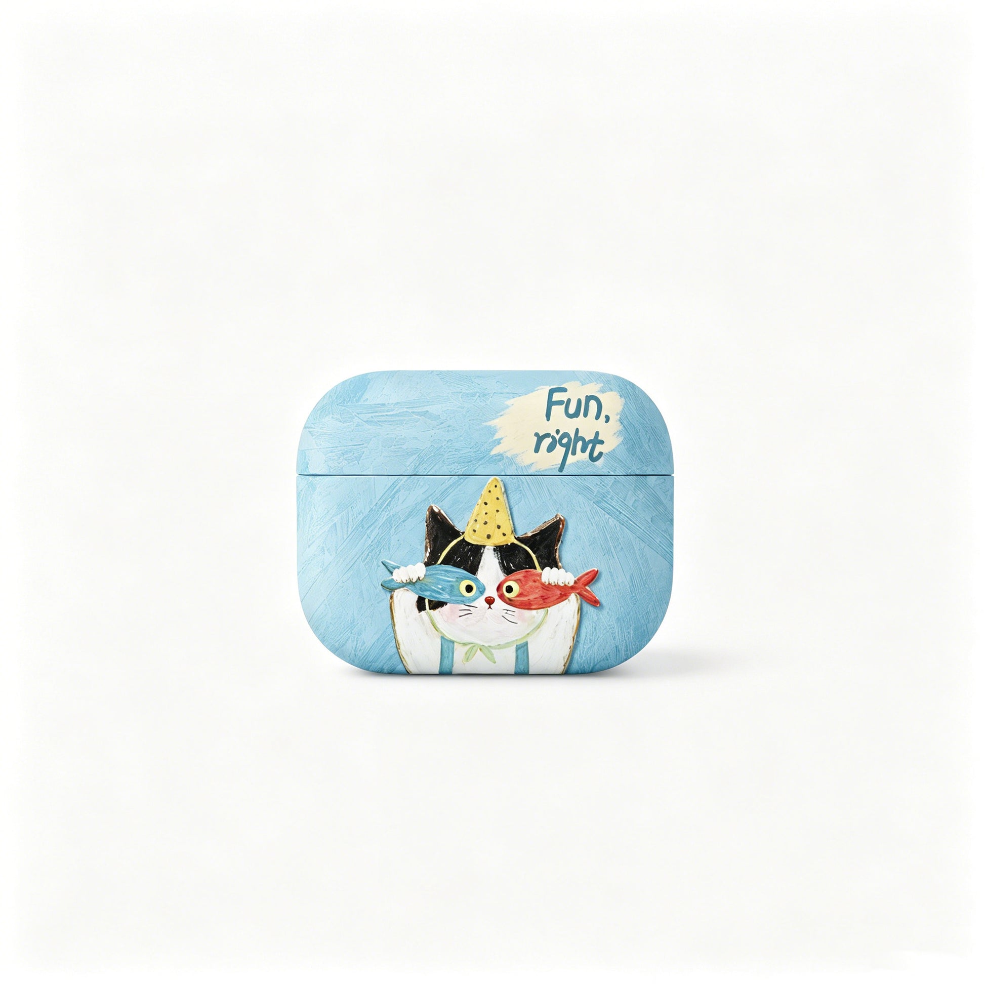 Sky Blue Party Cat AirPods Case product image
