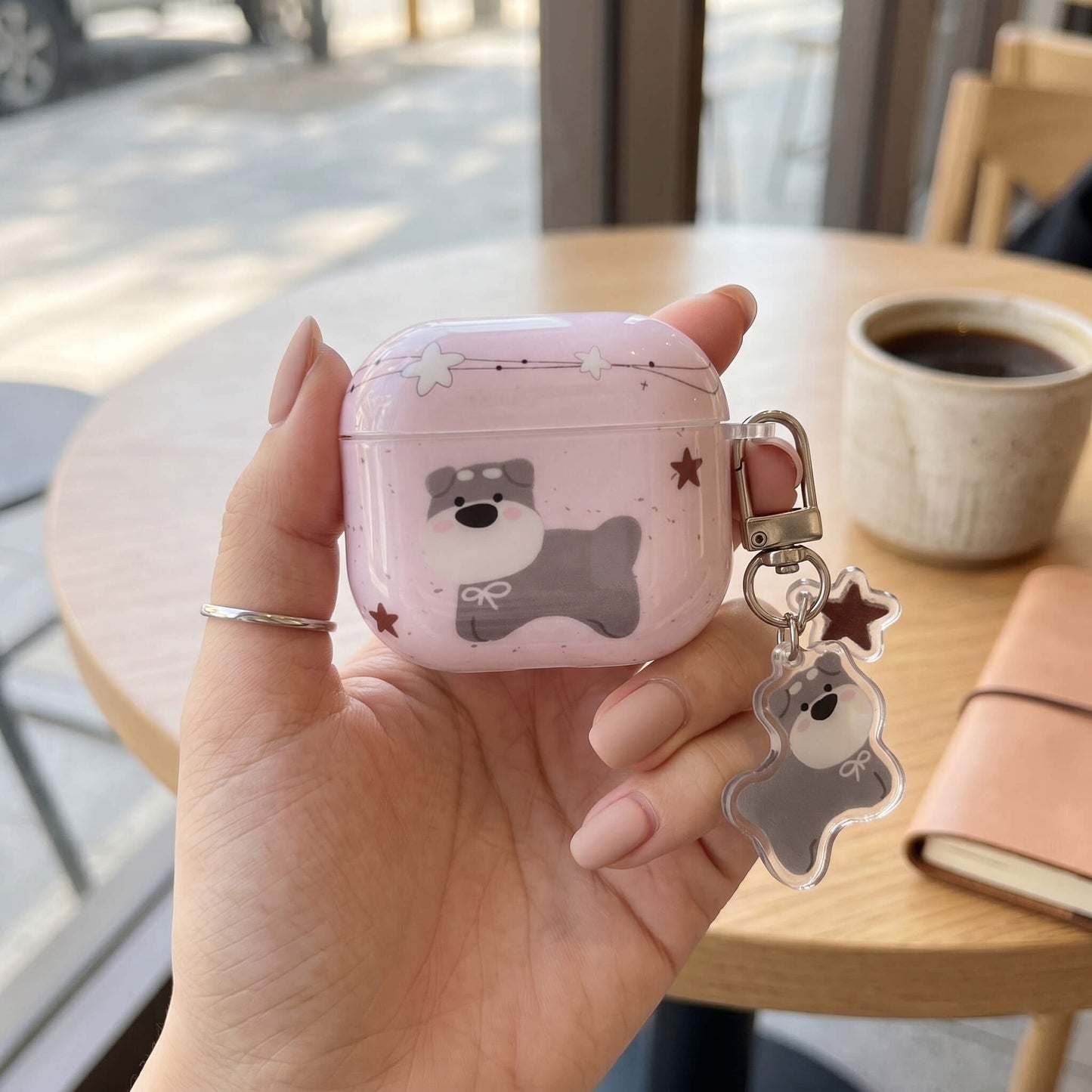 Cute Pink Dog AirPods Case with Detachable Dog Keychain – Everyday Carry or Perfect Gift
