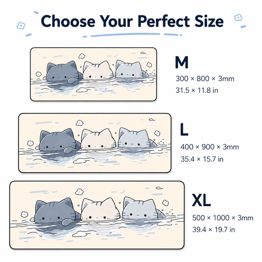 Cute Floating Cats Large Desk Mat – Non-Slip Cat Mouse Pad for Work, Study & Gaming
