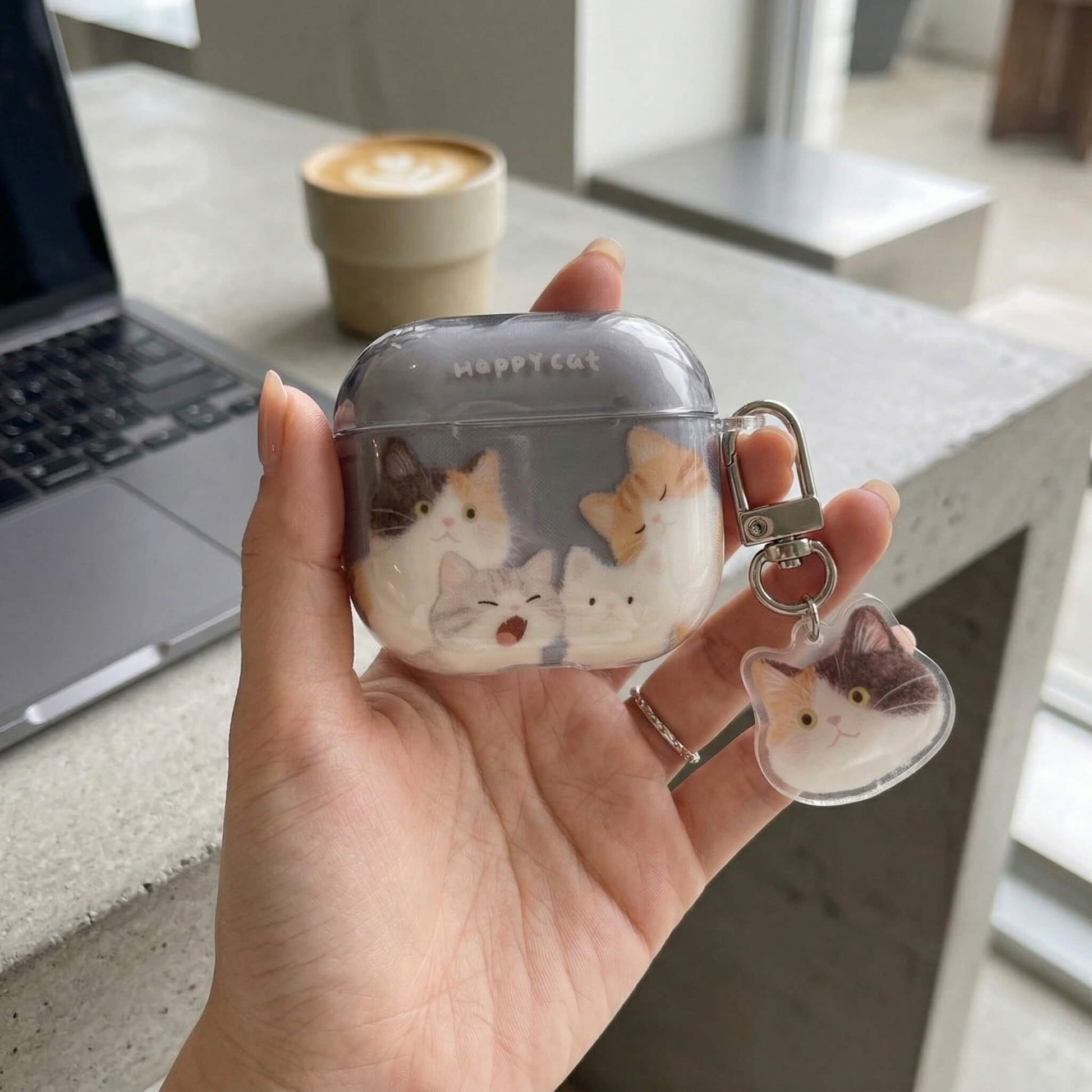 Happy Cat AirPods Case with Detachable Keychain – Everyday Essential or Perfect Gift