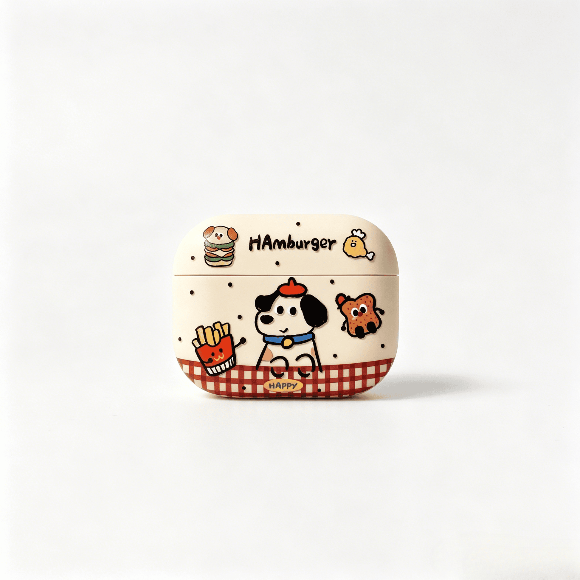 Hamburger Puppy AirPods Case with Colorful Keychain Charm product image