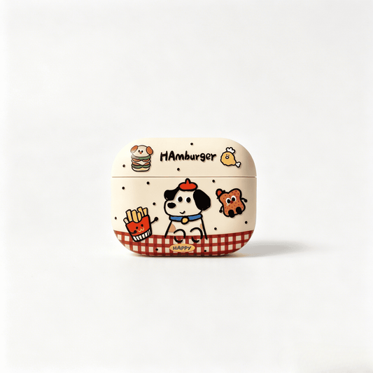 Hamburger Puppy AirPods Case with Colorful Keychain Charm product image