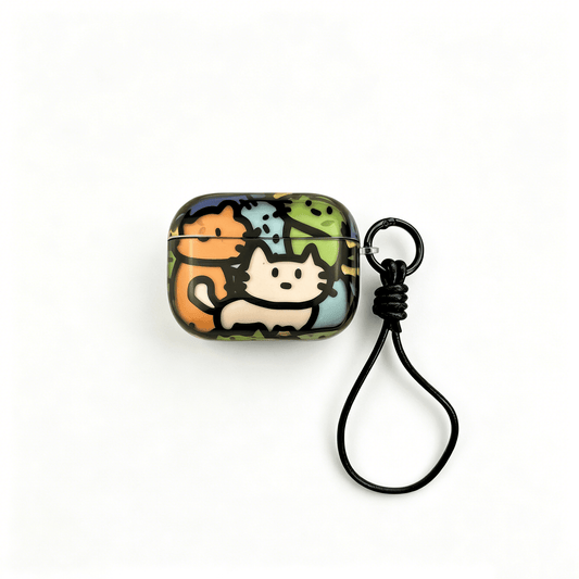 Cool Cat AirPods Case with Detachable Lanyard – Everyday Carry or Perfect Gift