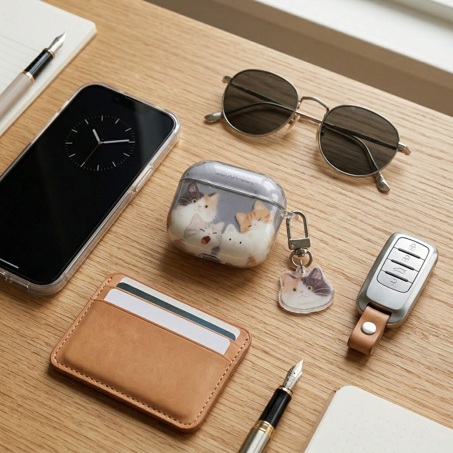 Happy Cat AirPods Case with Detachable Keychain – Everyday Essential or Perfect Gift