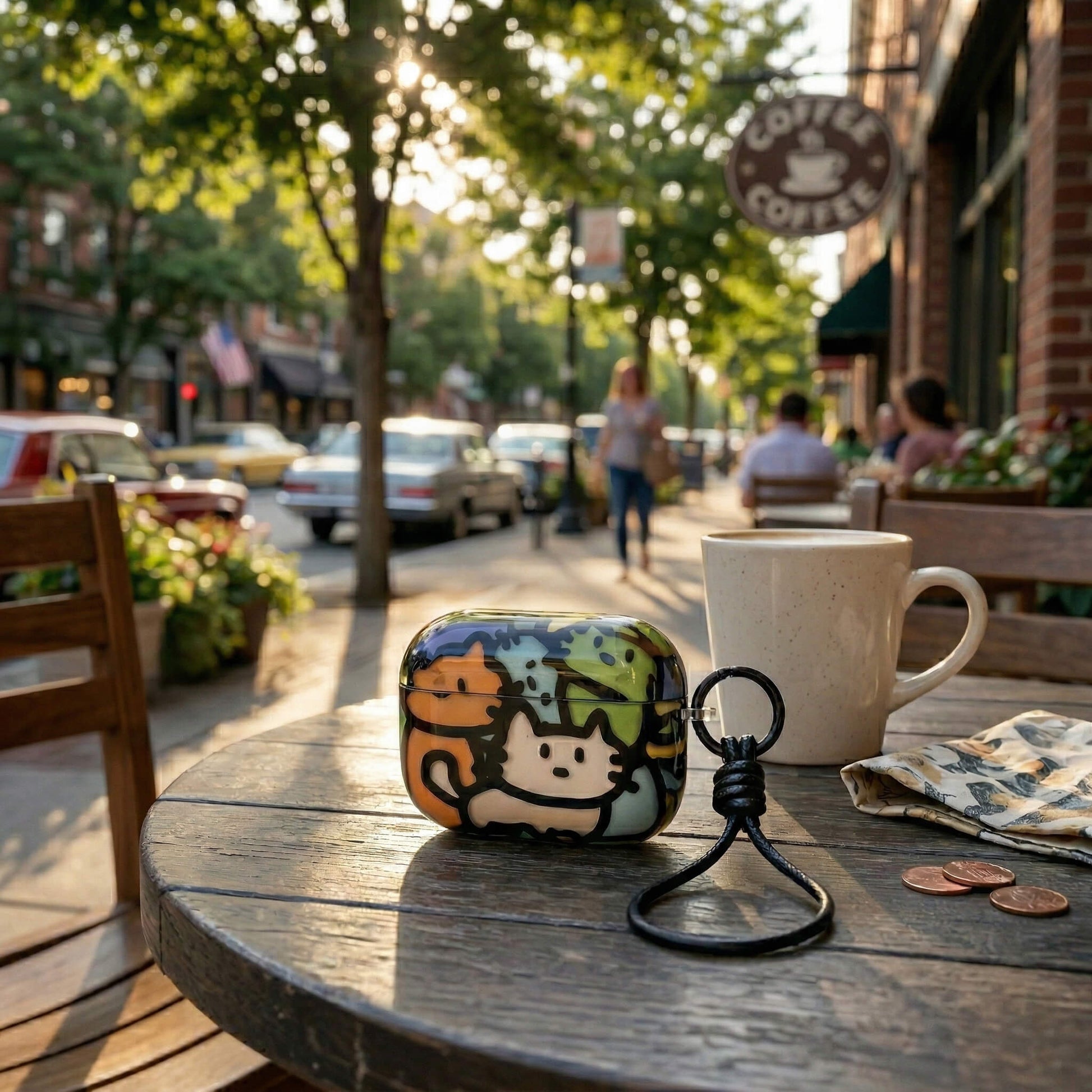 Cool Cat AirPods Case with Detachable Lanyard – Everyday Carry or Perfect Gift