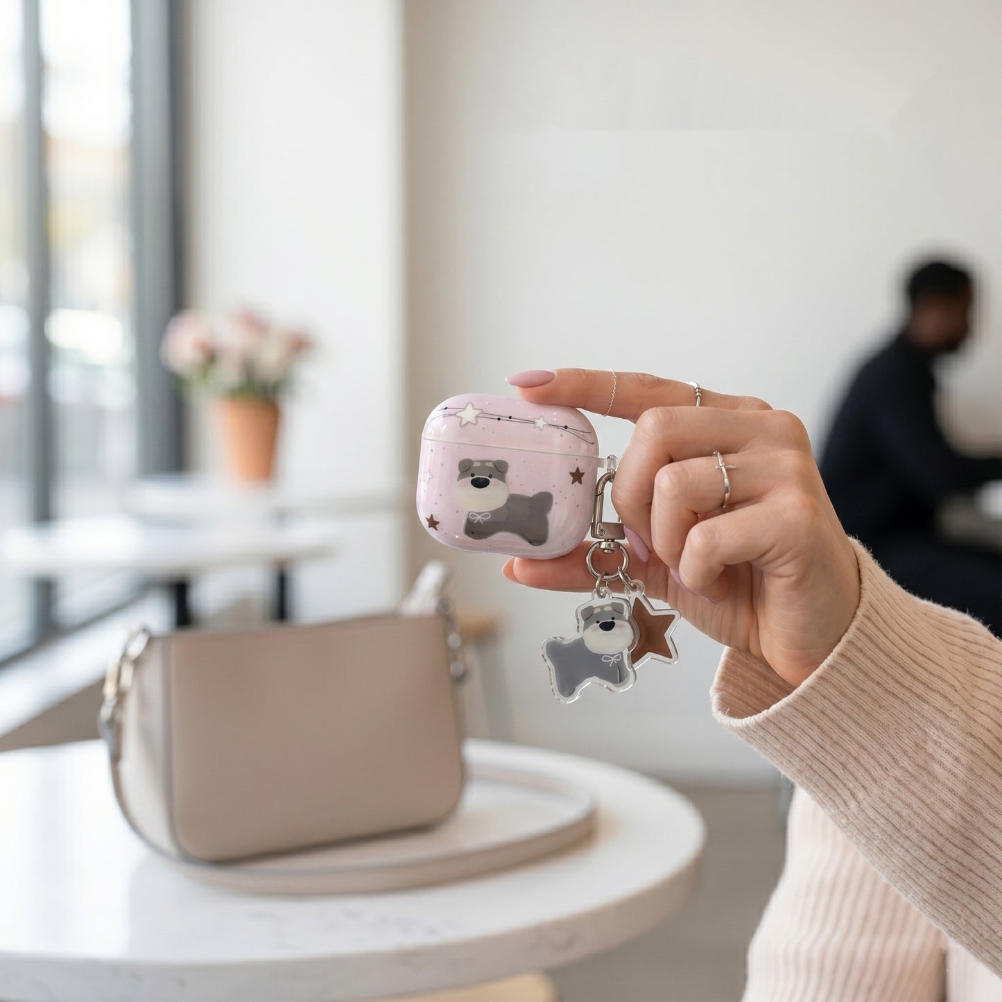 Cute Pink Dog AirPods Case with Detachable Dog Keychain – Everyday Carry or Perfect Gift