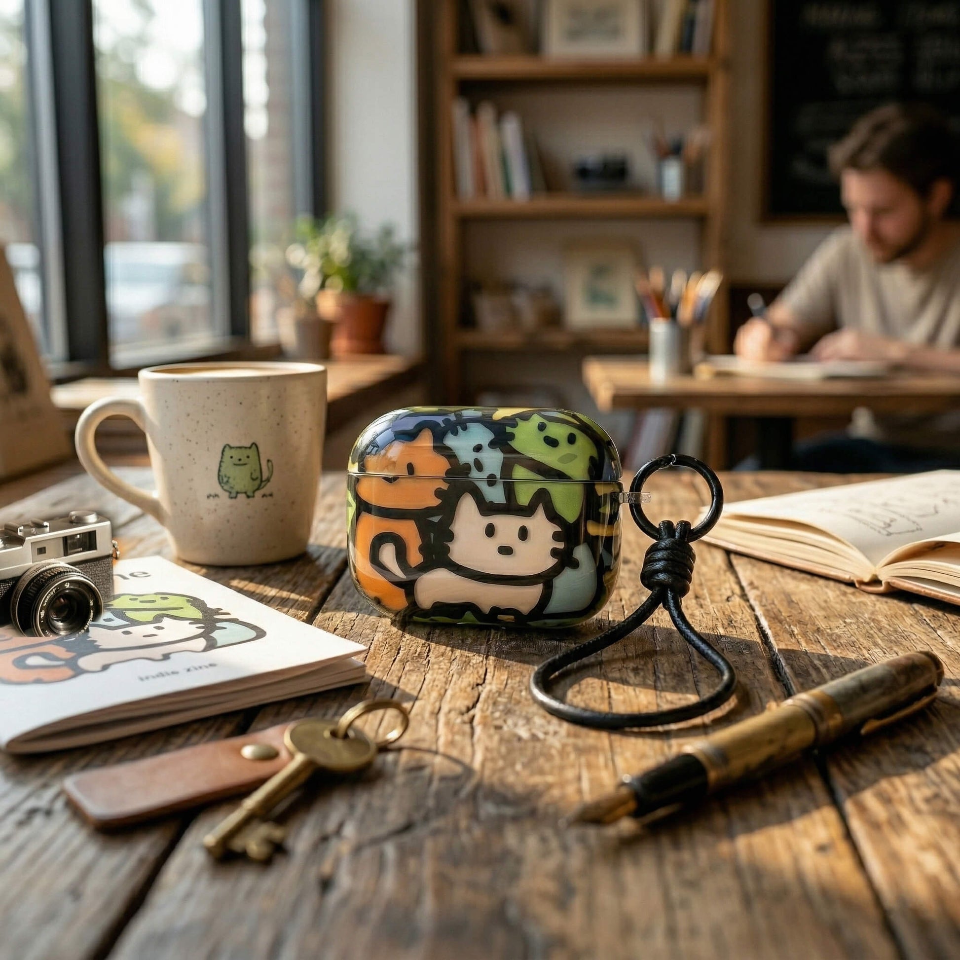 Cool Cat AirPods Case with Detachable Lanyard – Everyday Carry or Perfect Gift
