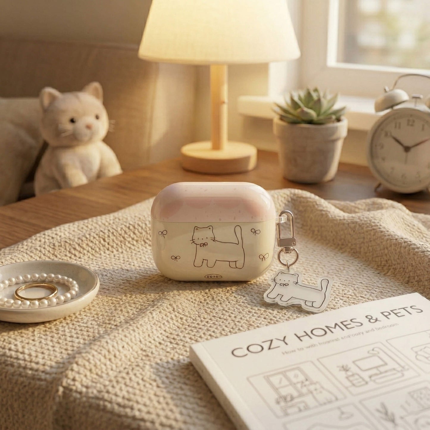 Bow Cat AirPods Case with Detachable Keychain – Subtle Pet Soul, Bold Human Style