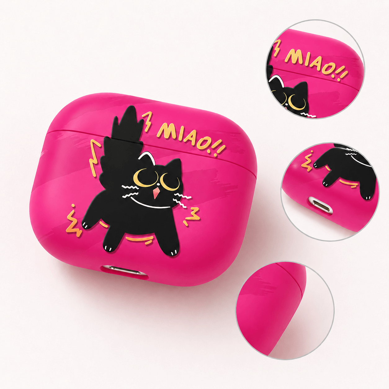 Hot Pink Cute Cat AirPods Case – Lightweight TPU Everyday Carry & Gift Idea