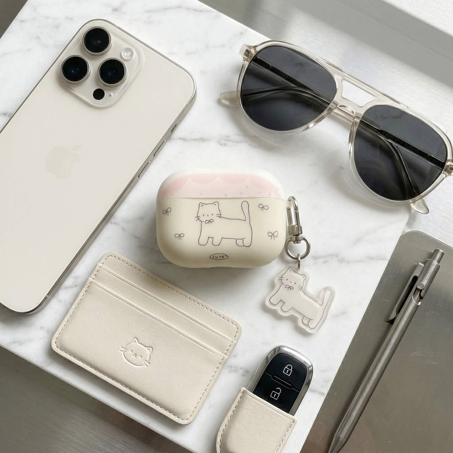 Bow Cat AirPods Case with Detachable Keychain – Subtle Pet Soul, Bold Human Style