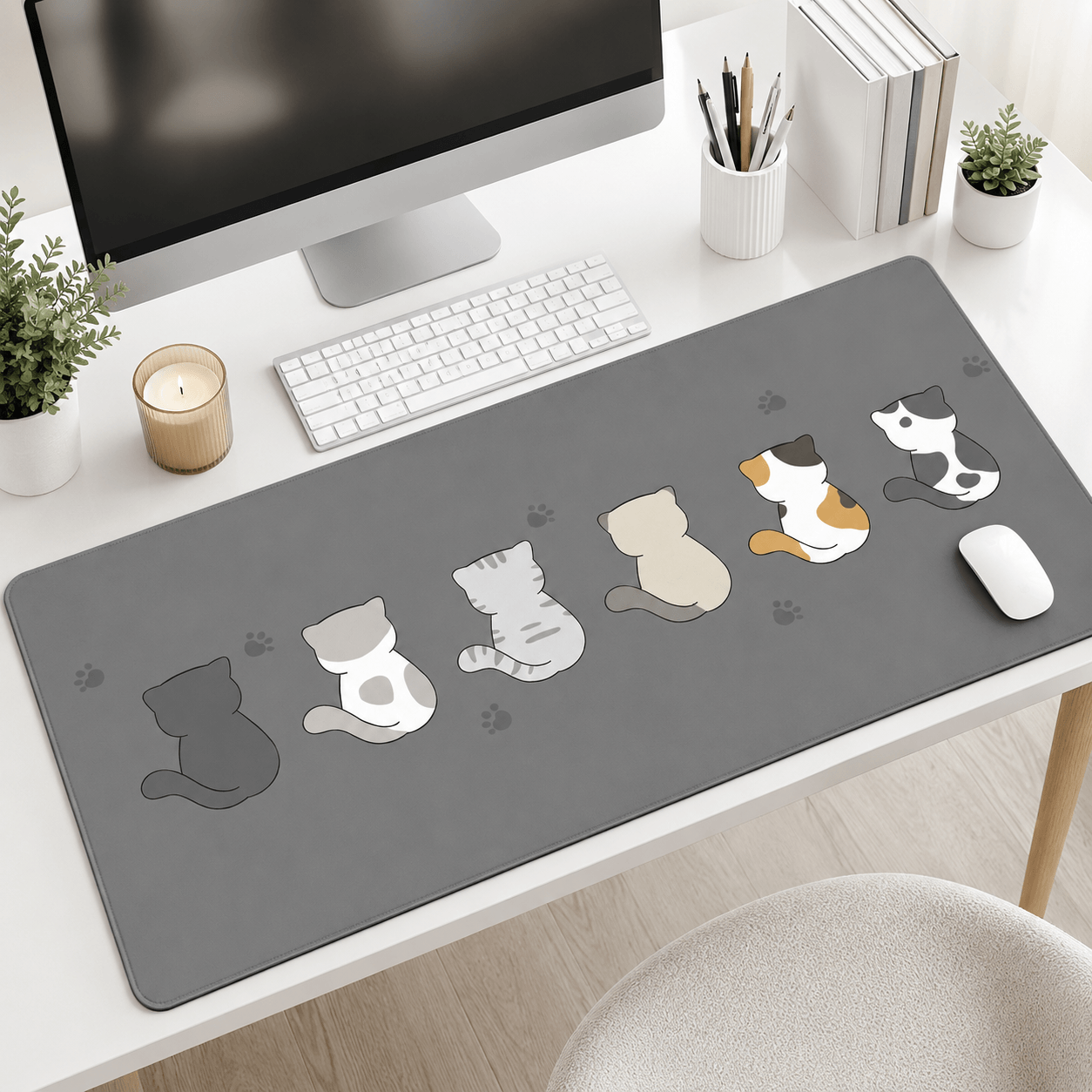 Cute Cats Large Desk Mat – Non-Slip Cat Mouse Pad for Work, Study & Gaming