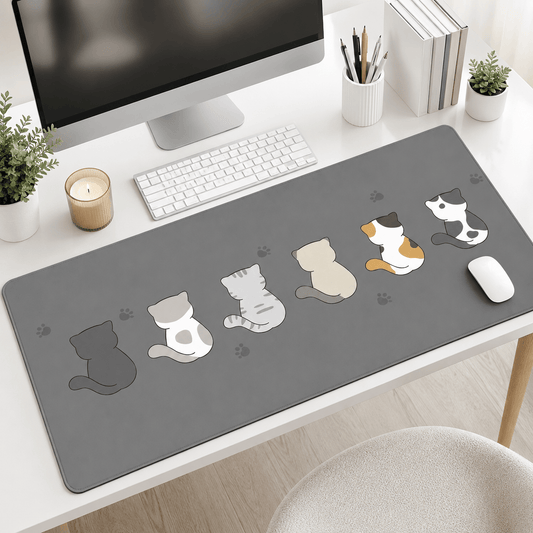 Cute Cats Large Desk Mat – Non-Slip Cat Mouse Pad for Work, Study & Gaming