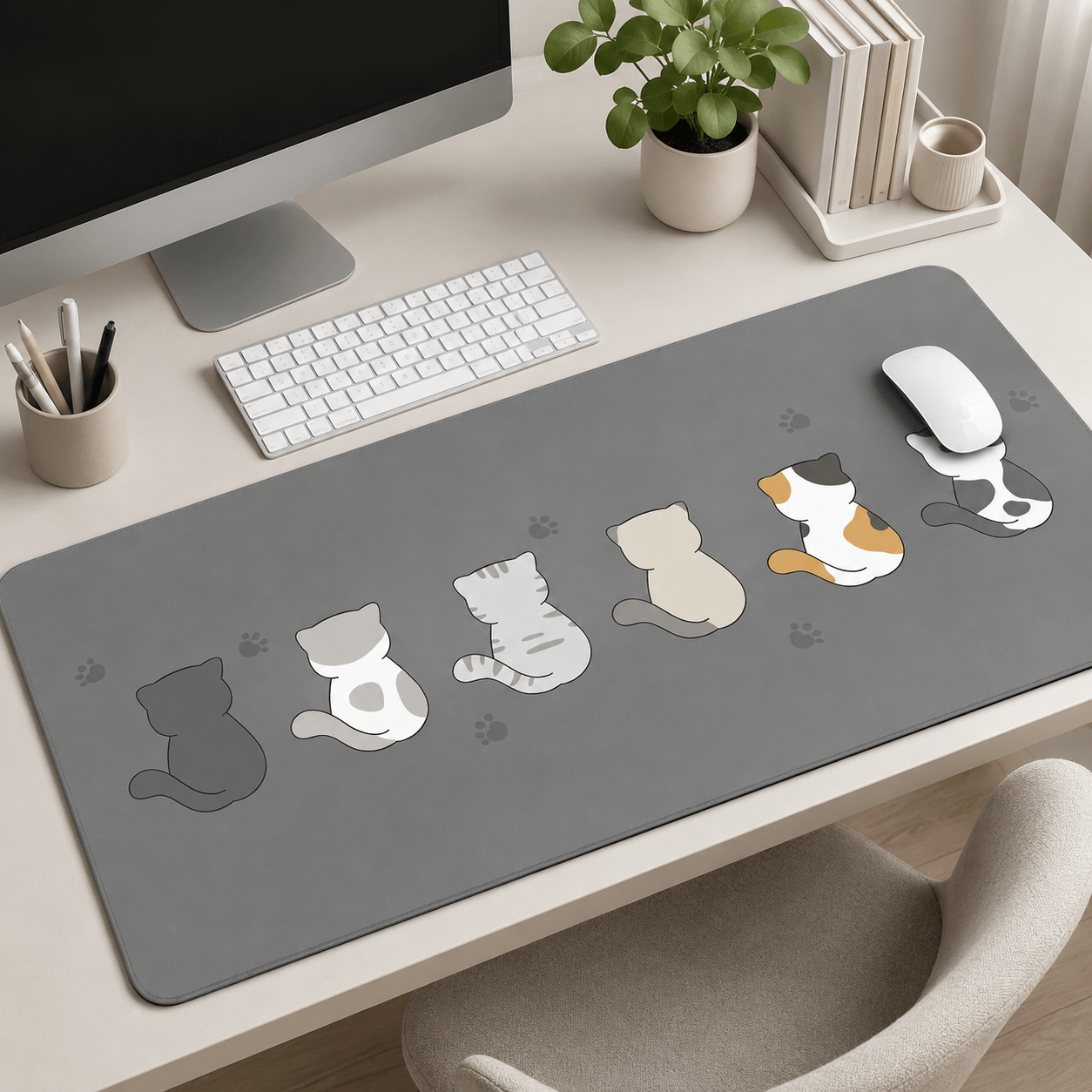 Cute Cats Large Desk Mat – Non-Slip Cat Mouse Pad for Work, Study & Gaming