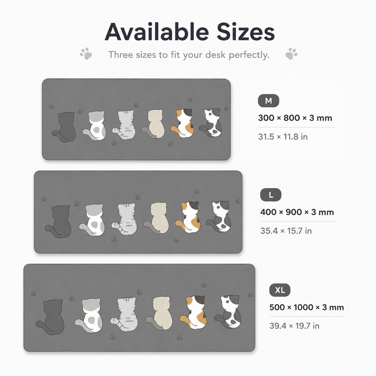 Cute Cats Large Desk Mat – Non-Slip Cat Mouse Pad for Work, Study & Gaming