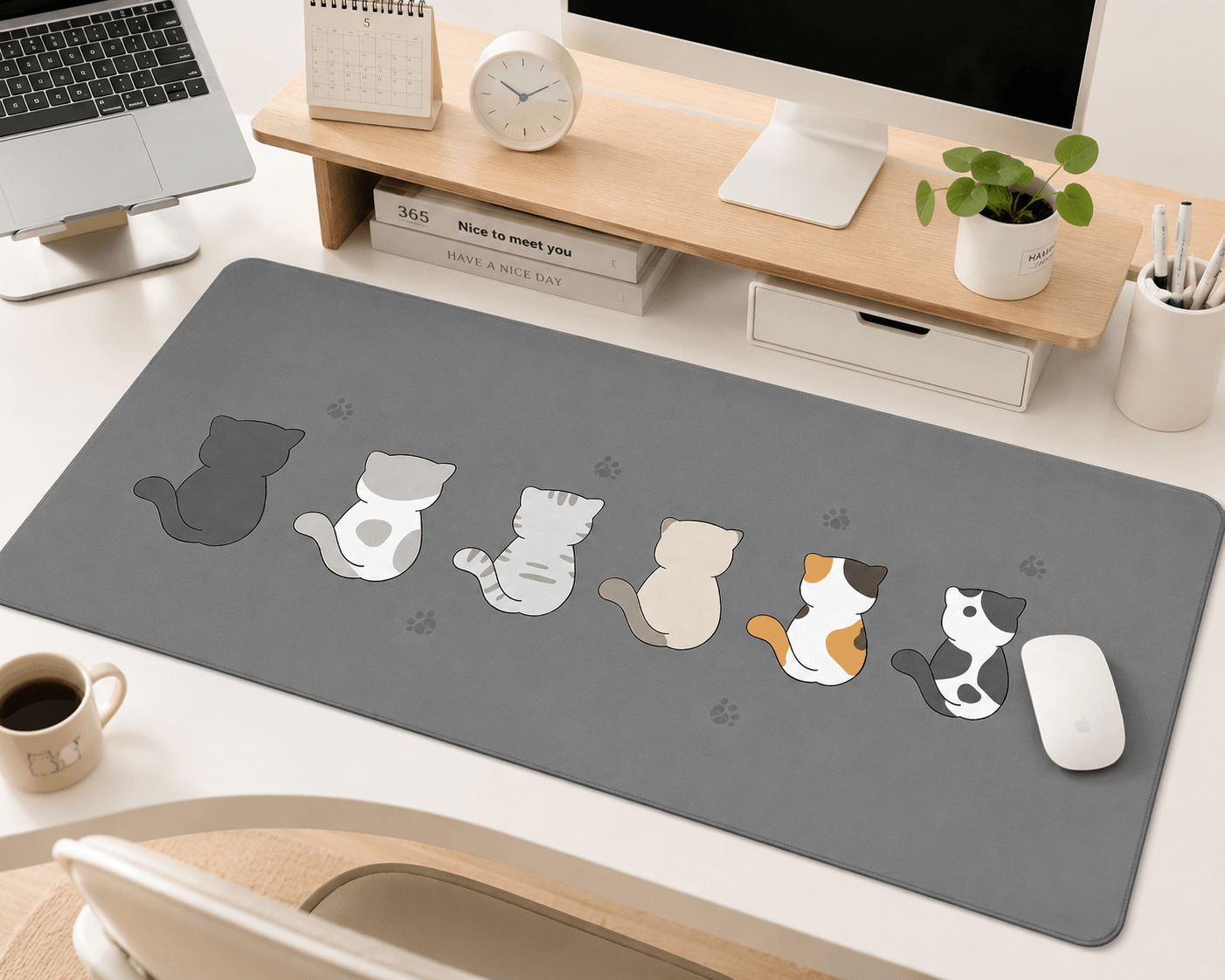 Cute Cats Large Desk Mat – Non-Slip Cat Mouse Pad for Work, Study & Gaming